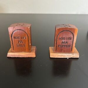 Grave Stone Salt and Pepper Shakers.